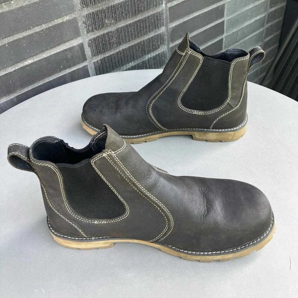 KEEN‎ Utility San Jose Chelsea Work Boots Men 13D Aluminum Toe Leather EH Brown